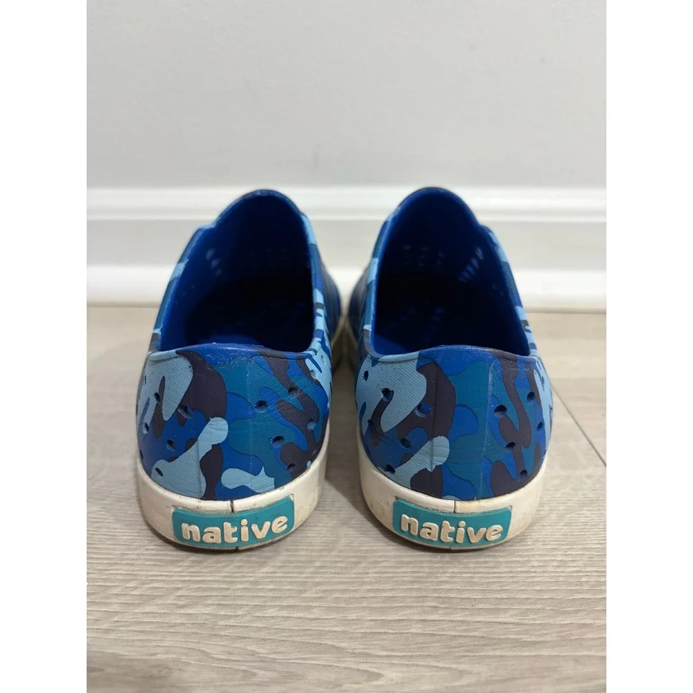 Native Jefferson Kids Blue Camo Slip On Water Shoes Sneakers J1 Boys Girls